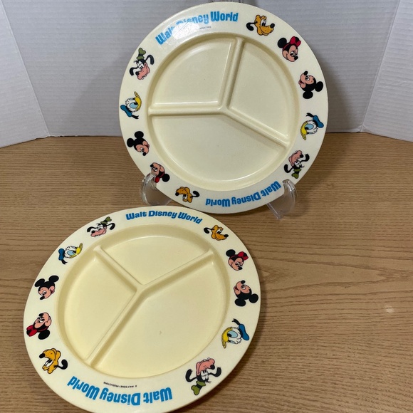 Vtg Walt Disney World Divided Plates Deka Mickey Goofy Donald Pluto Melamine - Picture 1 of 6